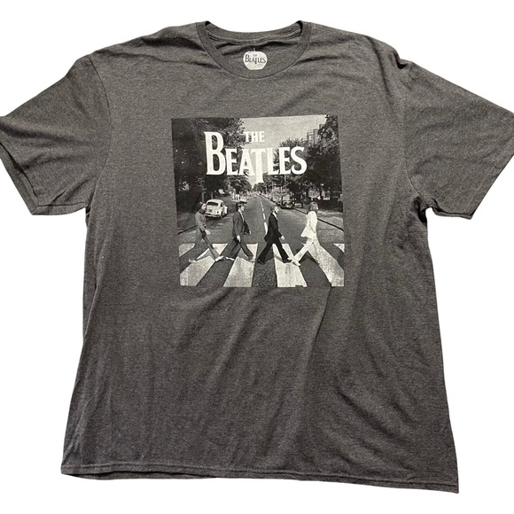 The Beatles Other - The Beatles T-Shirt Men 2XL Grey Abbey Road Graphic Band Tee Classic Rock 60s 70